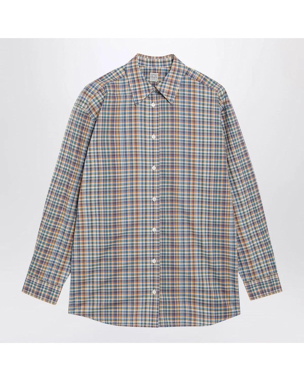 Totême Gray Oversized Checked Shirt