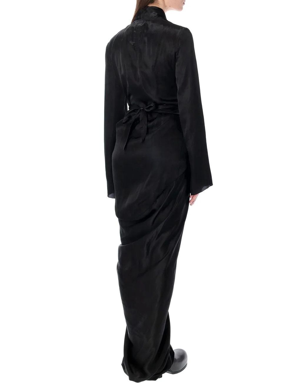 Rick Owens Black Long Wrap Gown