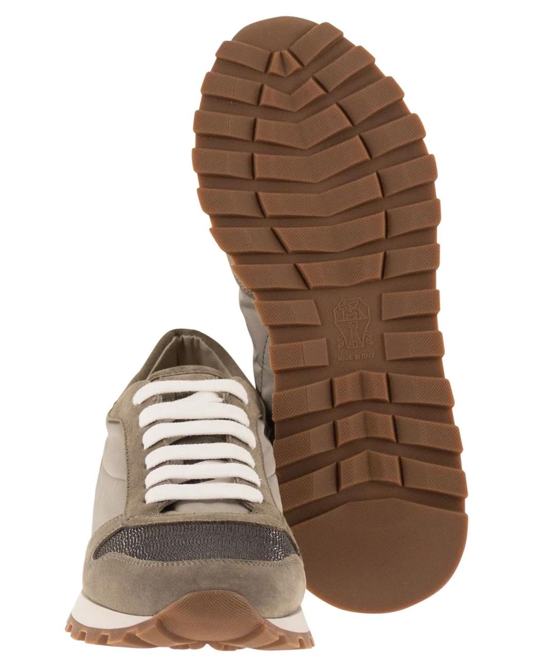Brunello Cucinelli Natural Techno Fabric Runners With Precious Toe