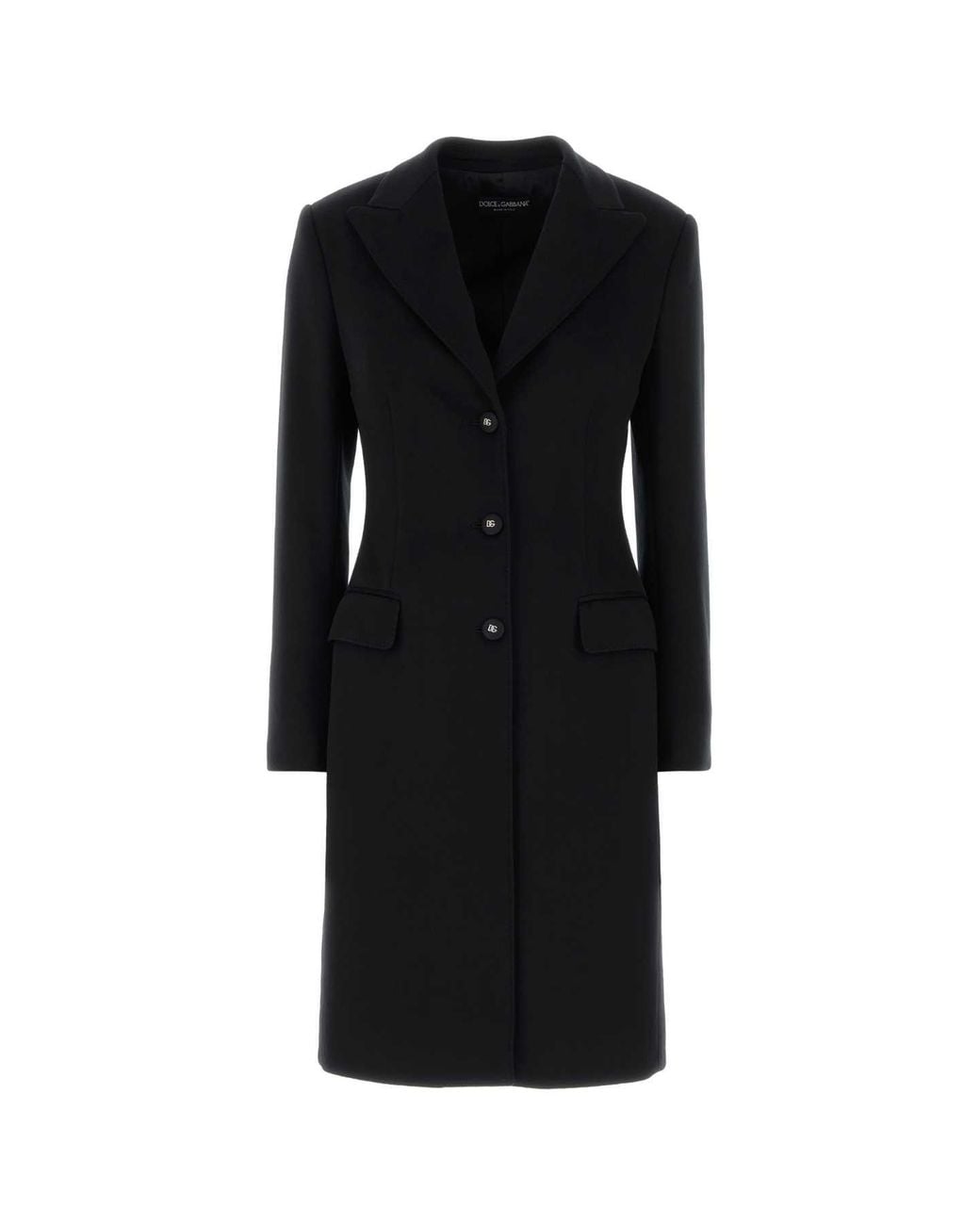 Dolce & Gabbana Black Wool Blend Coat