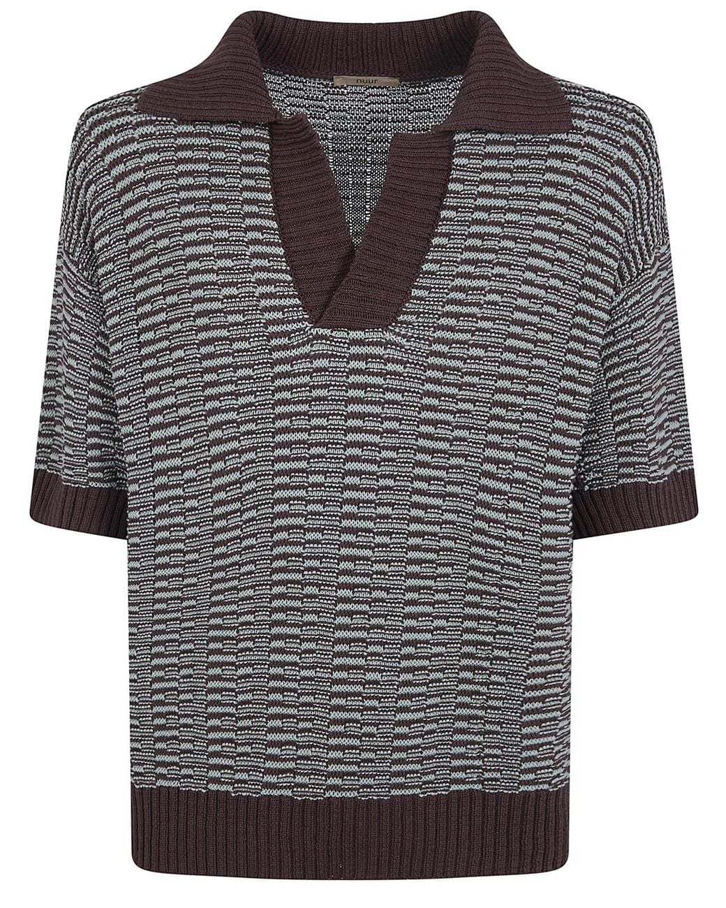 Nuur Black Two Tone Striped Short Sleeved Polo Neck T-Shirt for men