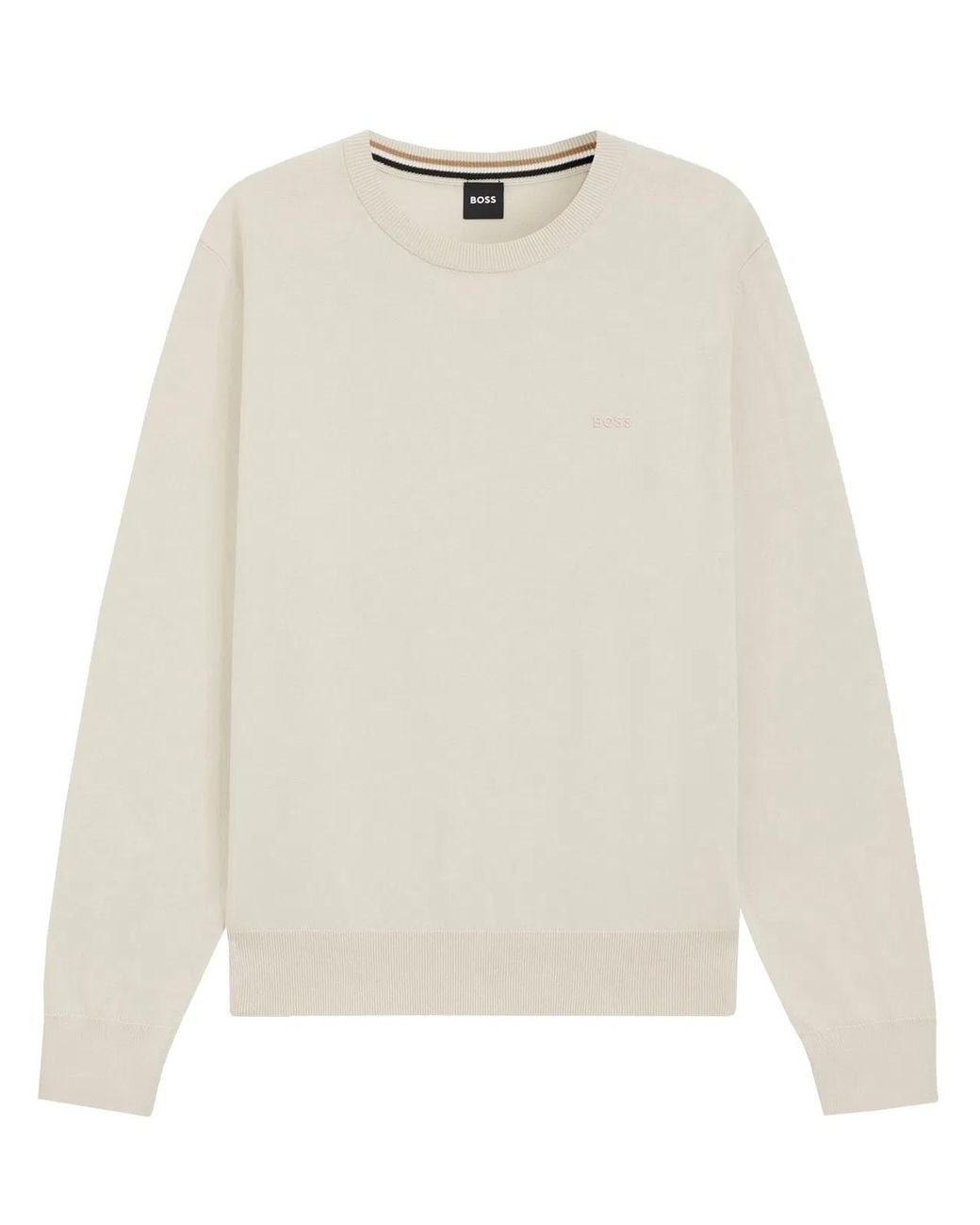 Boss White Cotton Sweatshirts for men