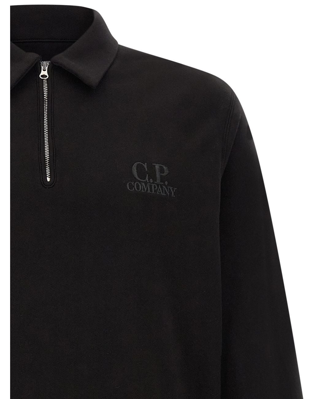 C P Company Black Cotton Fleece Sweatshirt for men
