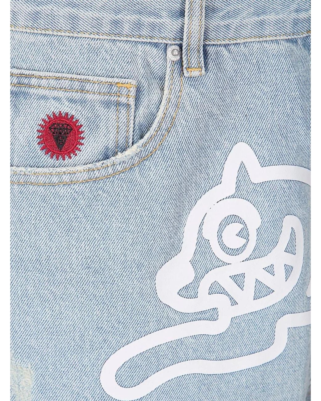 BBCICECREAM Blue Running Dog Denim Shorts for men