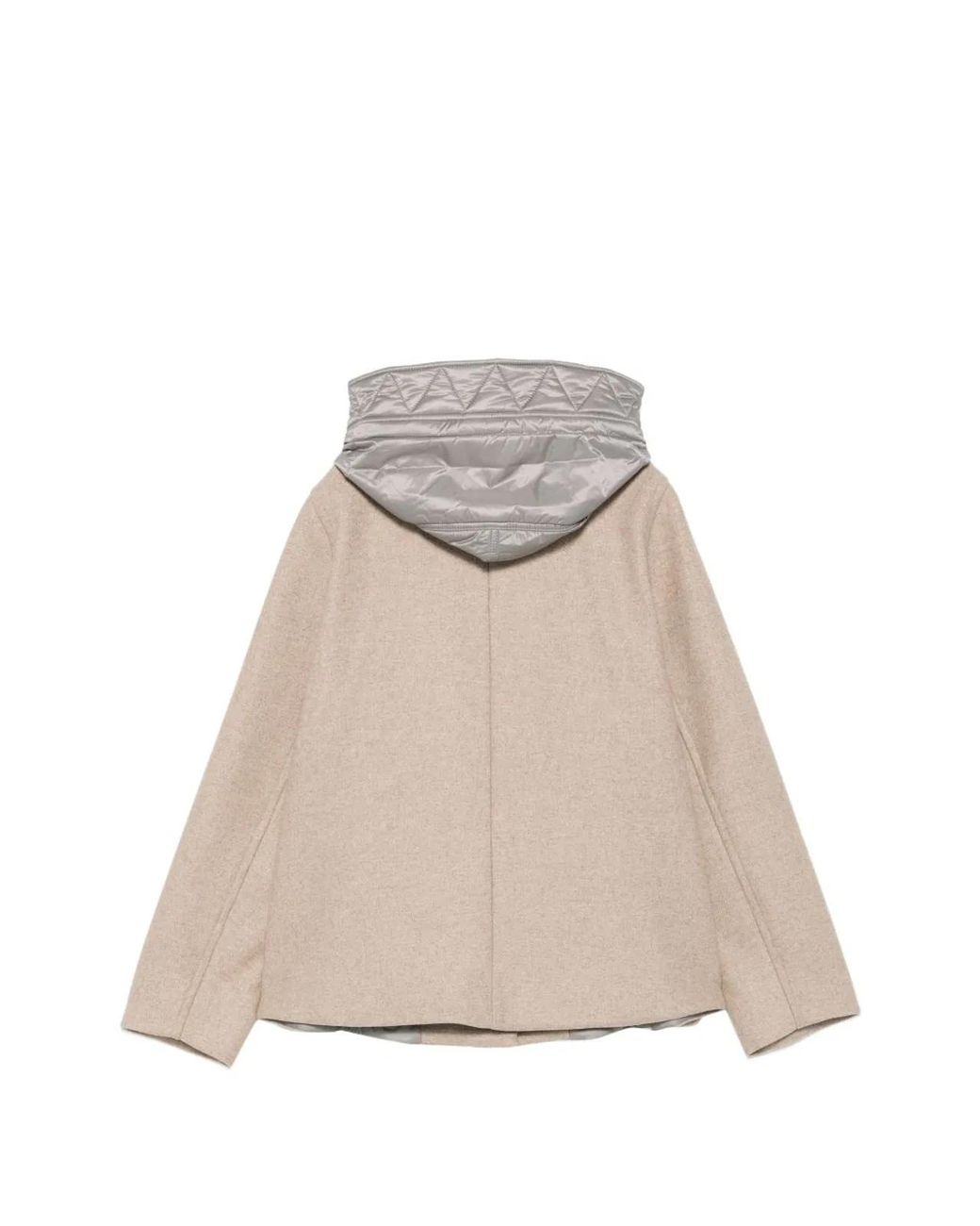Fay Natural Wool Hooded Cape