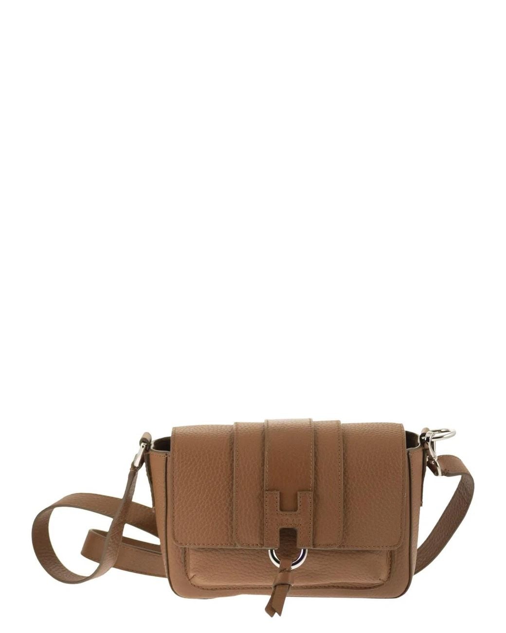 Hogan Brown Trendy Leather Flap Bag