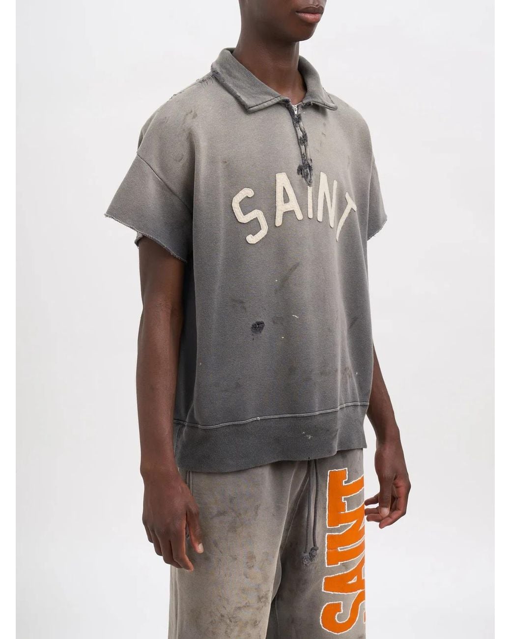 SAINT Mxxxxxx Gray Felpa Half Zip Saint for men
