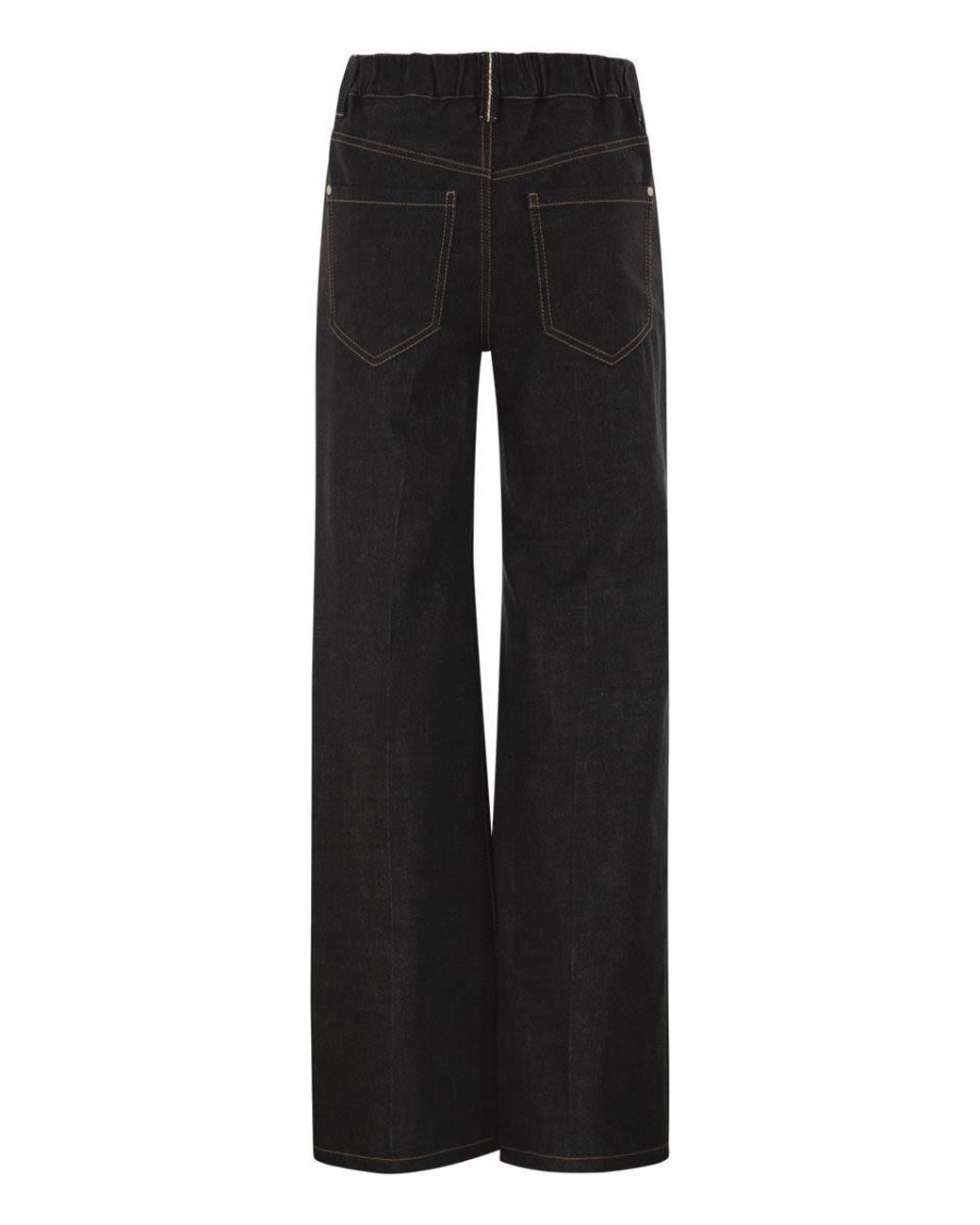 Brunello Cucinelli Black Wide-Leg Cotton Denim Jeans