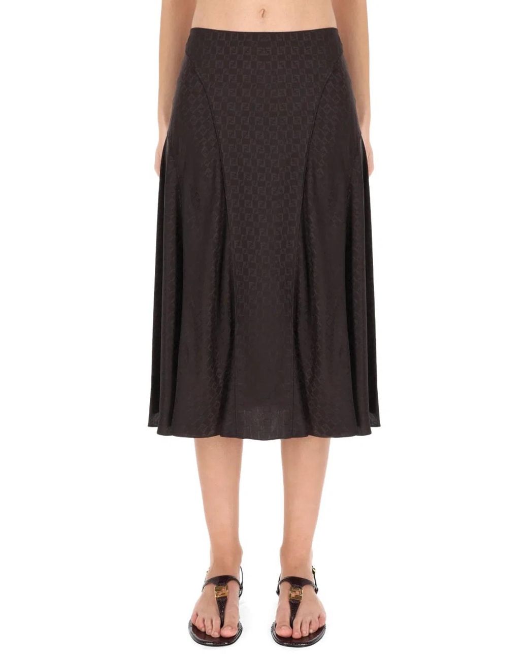 Fendi Brown Skirt Ff Silk