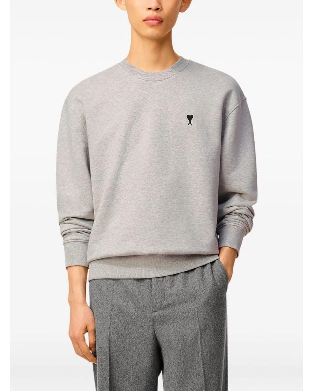 AMI Gray Cotton Ami De Coeur Sweatshirt for men