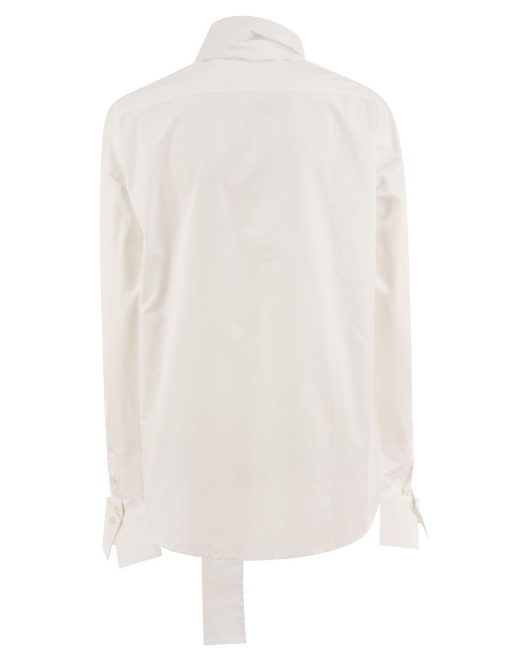 7 For All Mankind White Cotton Shirt With Tie-Neck Detail