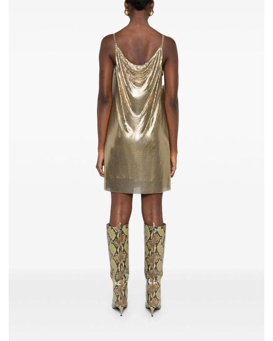 Versace Metallic Metal Knit Mini Dress