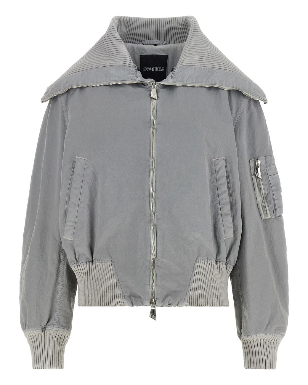 The Attico Gray Feather Insert Bomber Jacket