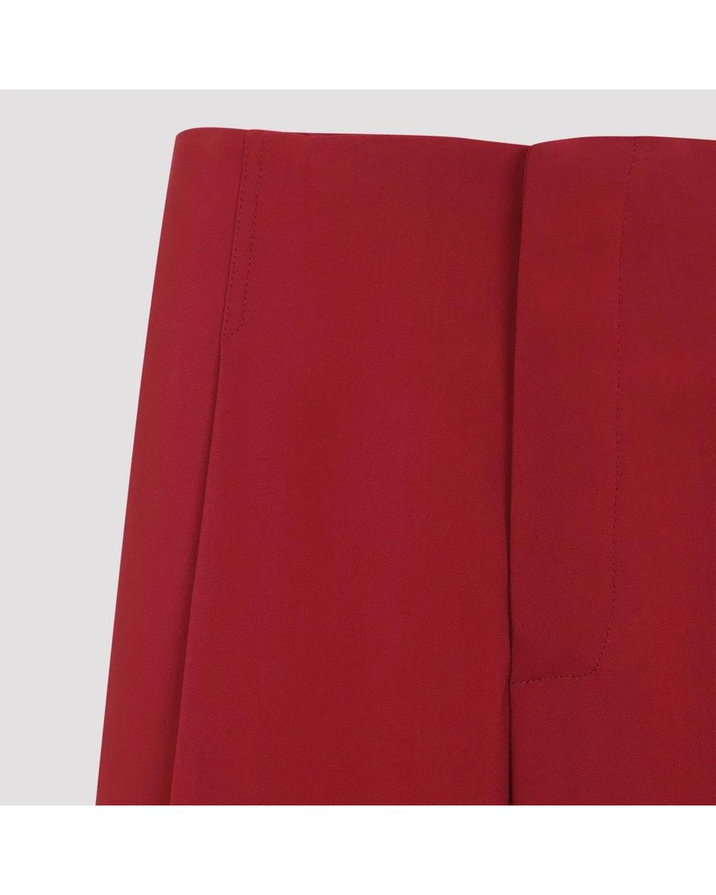 Alberta Ferretti Red Cady Straight Pants