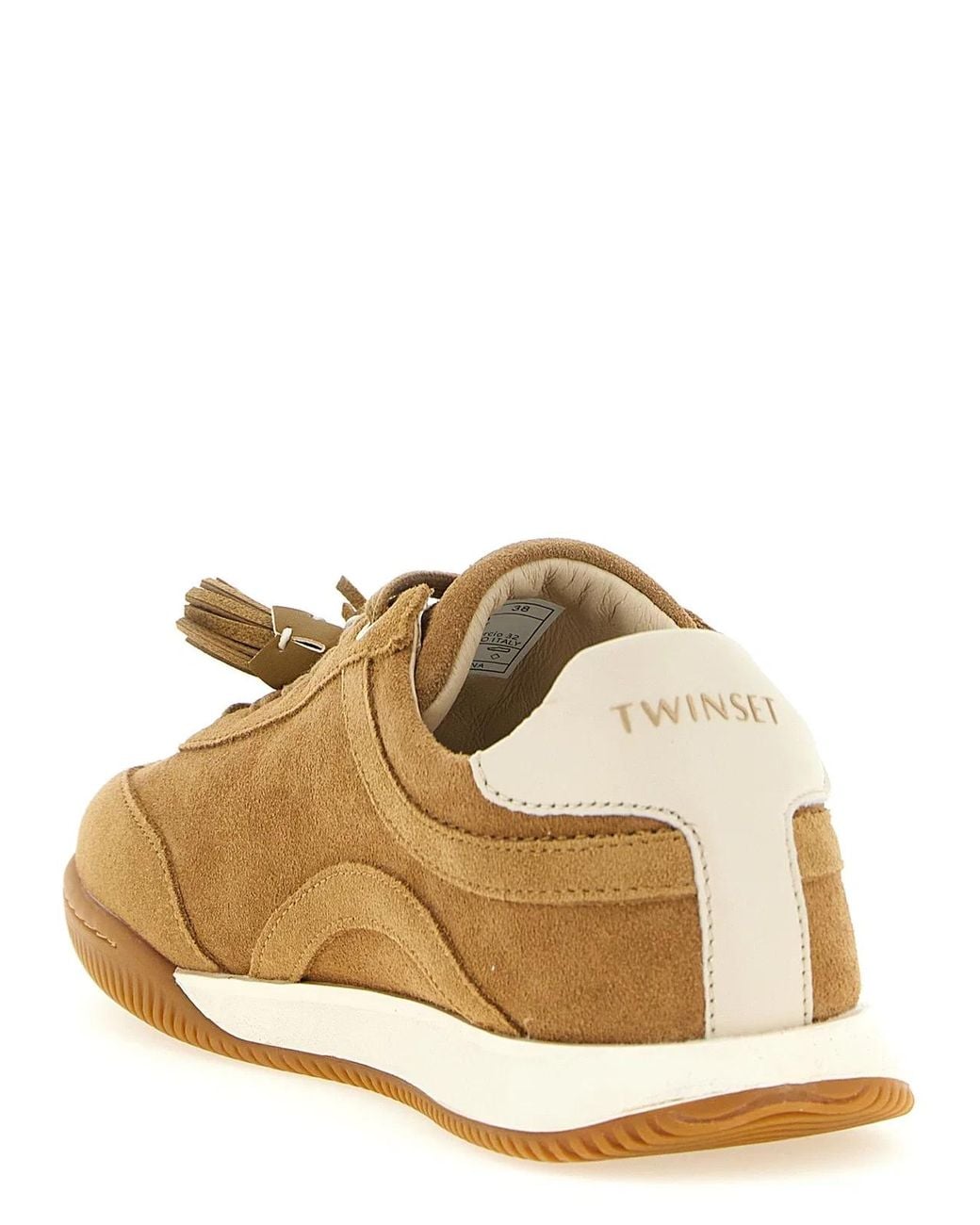 Twinset Brown Twin Set Suede Sneakers With Tassels