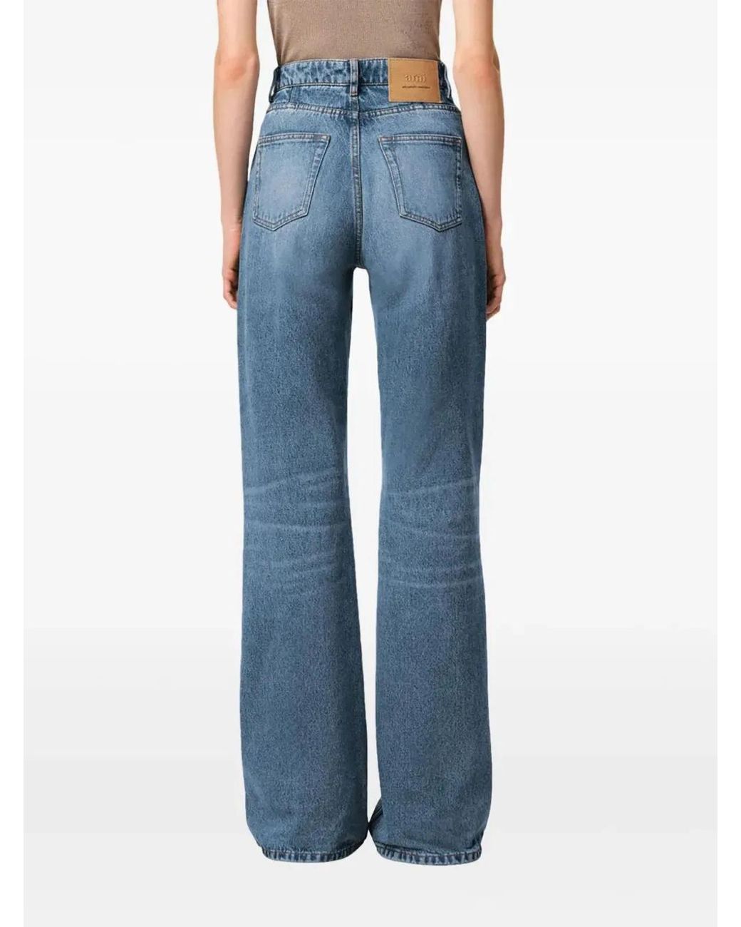 AMI Blue Straight-Leg Denim Pants With Subtle Fading