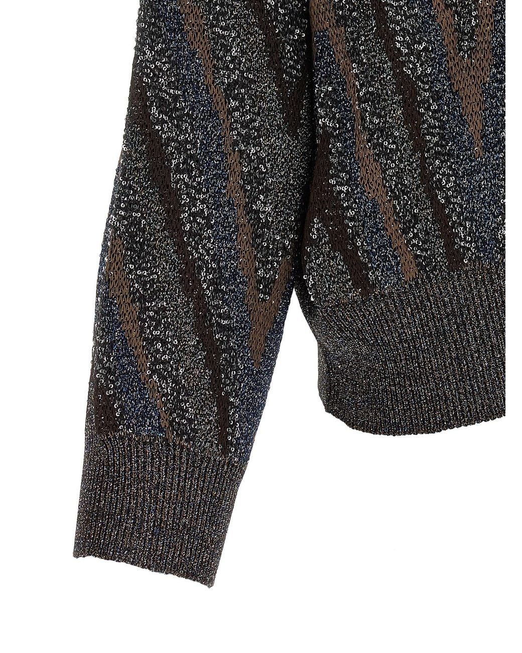 Missoni Gray Sequin Zigzag Cardigan