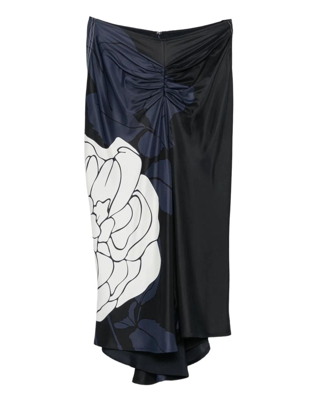 Victoria Beckham Blue Midi Skirt Flower Draped