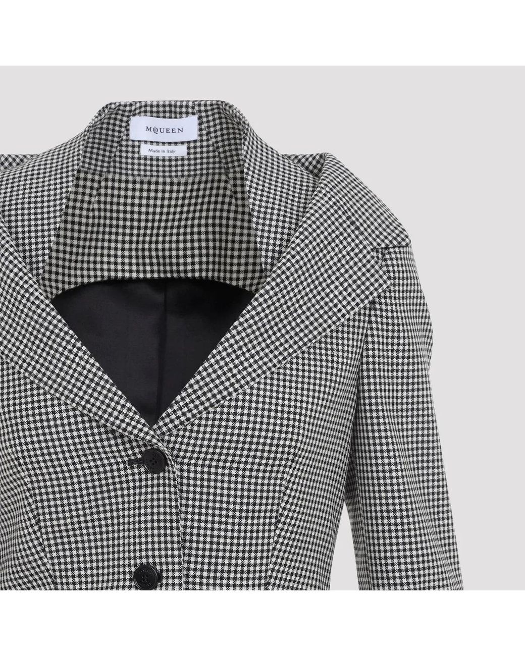 McQueen Gray Balck Ivory Off Shoulder Jacket Harness