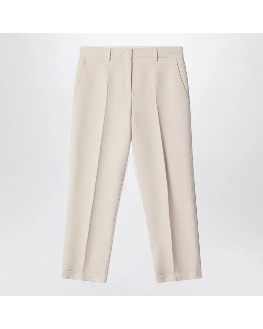 Fendi Natural Cream Wool And Silk Trousers