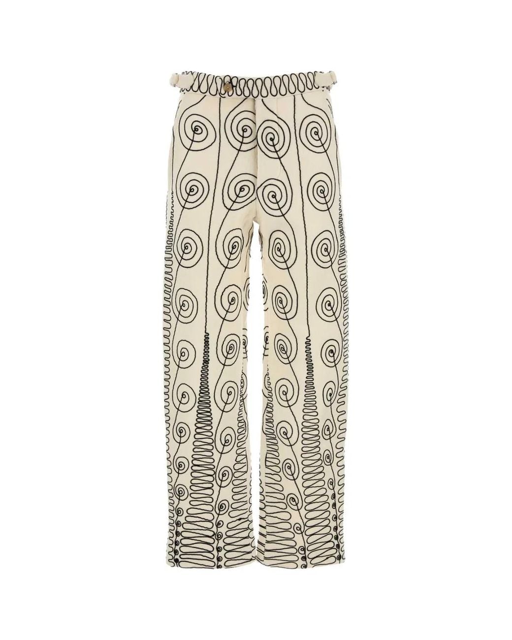 Bode White Embroidered Wool Quillwork Pant for men