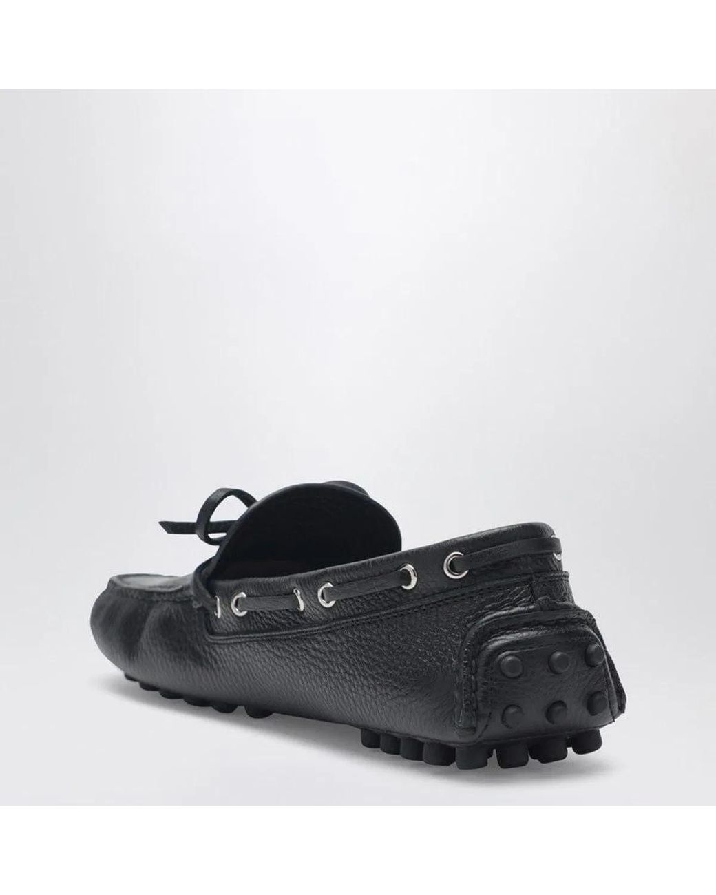 Prada Black Grid Leather Loafers for men