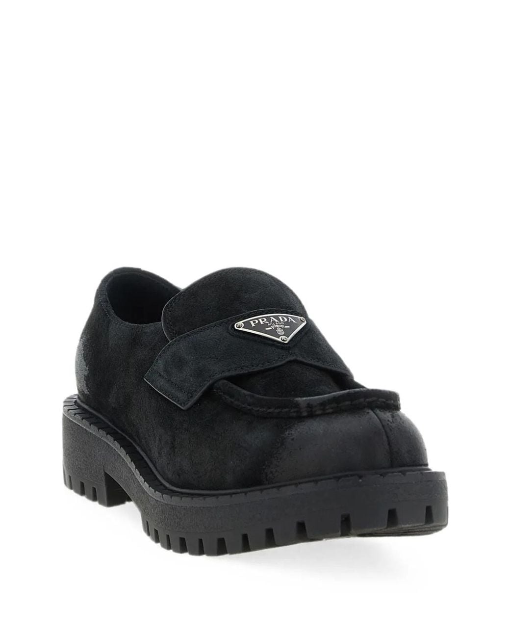 Prada Black Flat Shoes, 100% Vitello for men