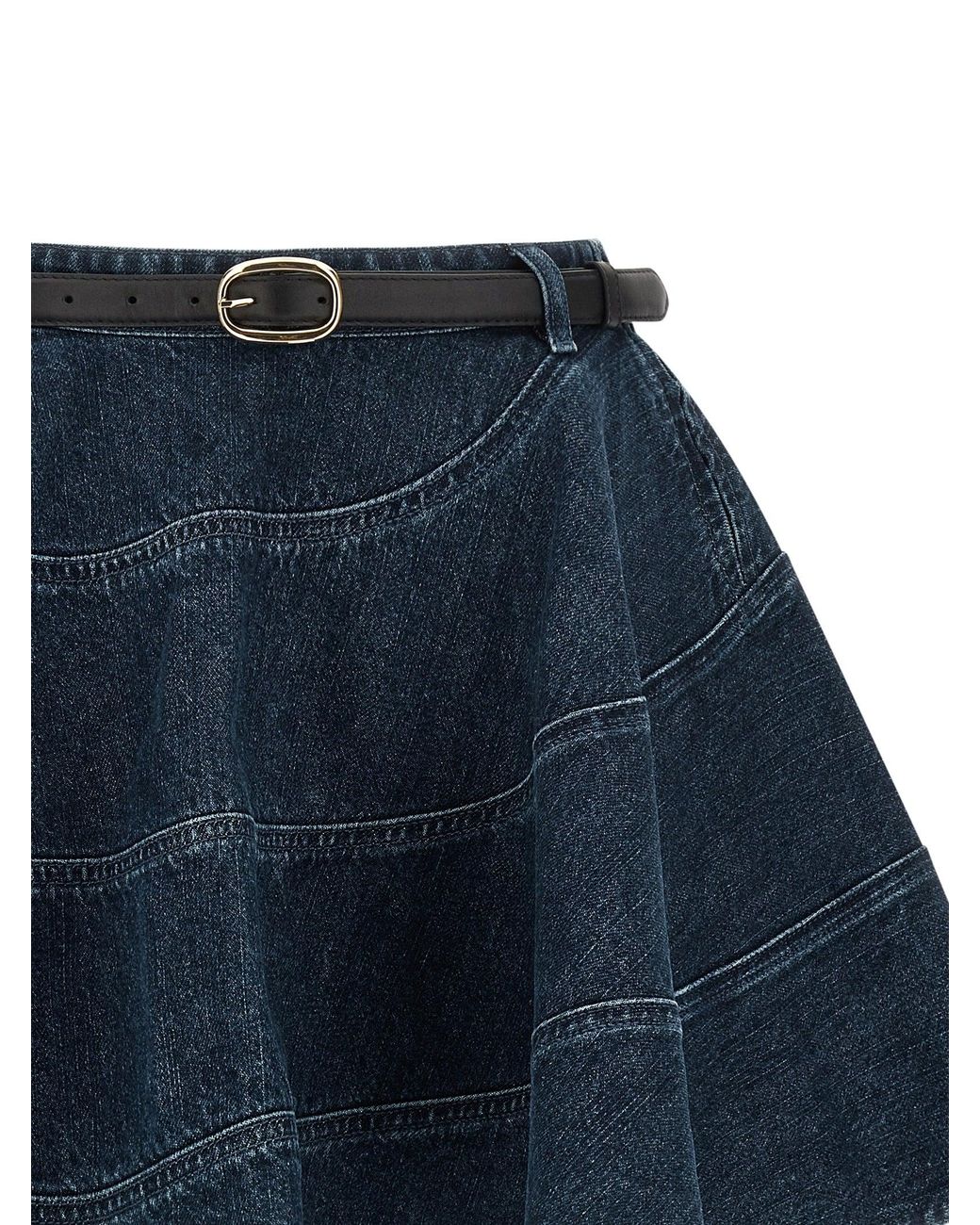 Self-Portrait Blue 'Flared Denim Mini' Skirt