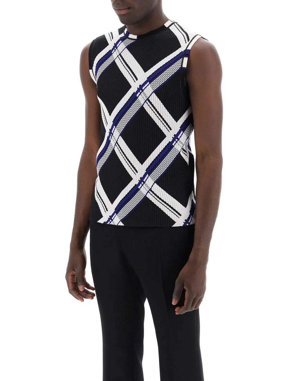 Burberry Blue Check Silk Top for men