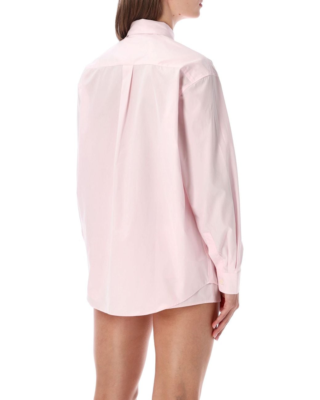 Sporty & Rich Pink Oversized Cotton Button-Up Shirt