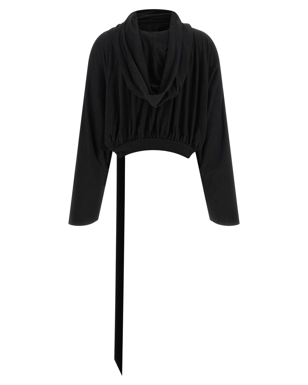 Rick Owens Black 'Cropped Hooded Top' Long Sleeve Sweater