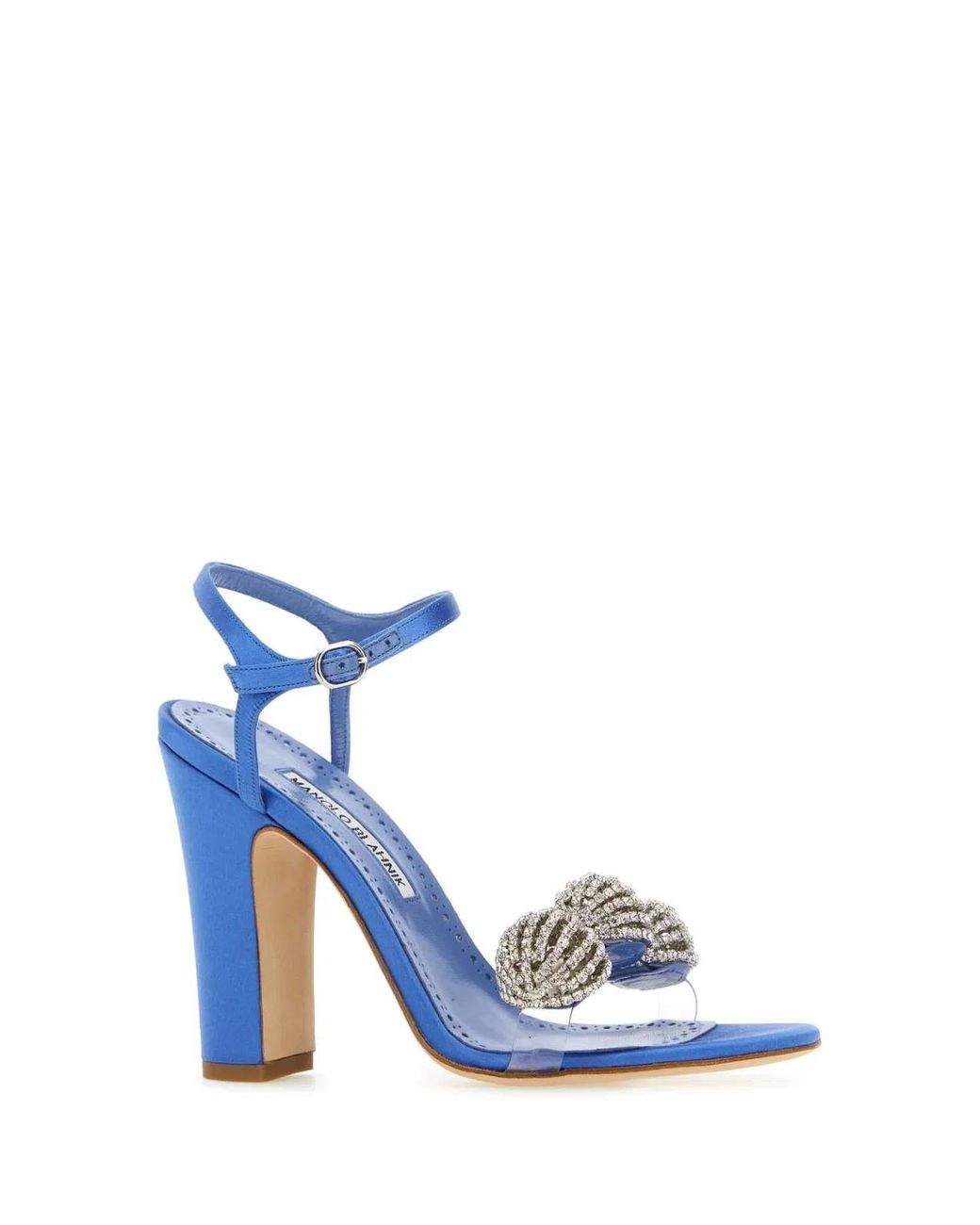 Manolo Blahnik Blue Satin Elhob Sandals