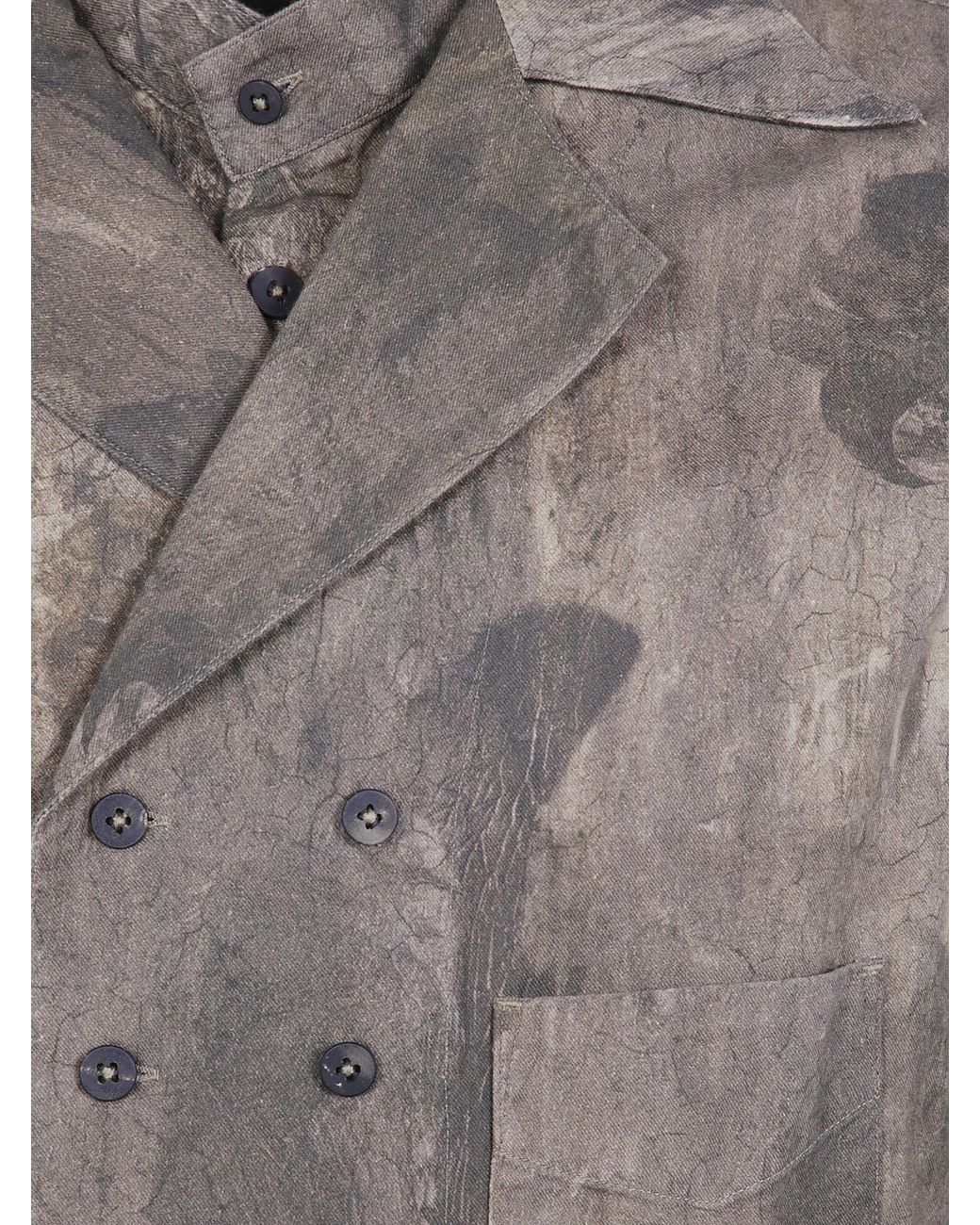 Ziggy Chen Gray Digital Print Doublebreasted Shirt for men