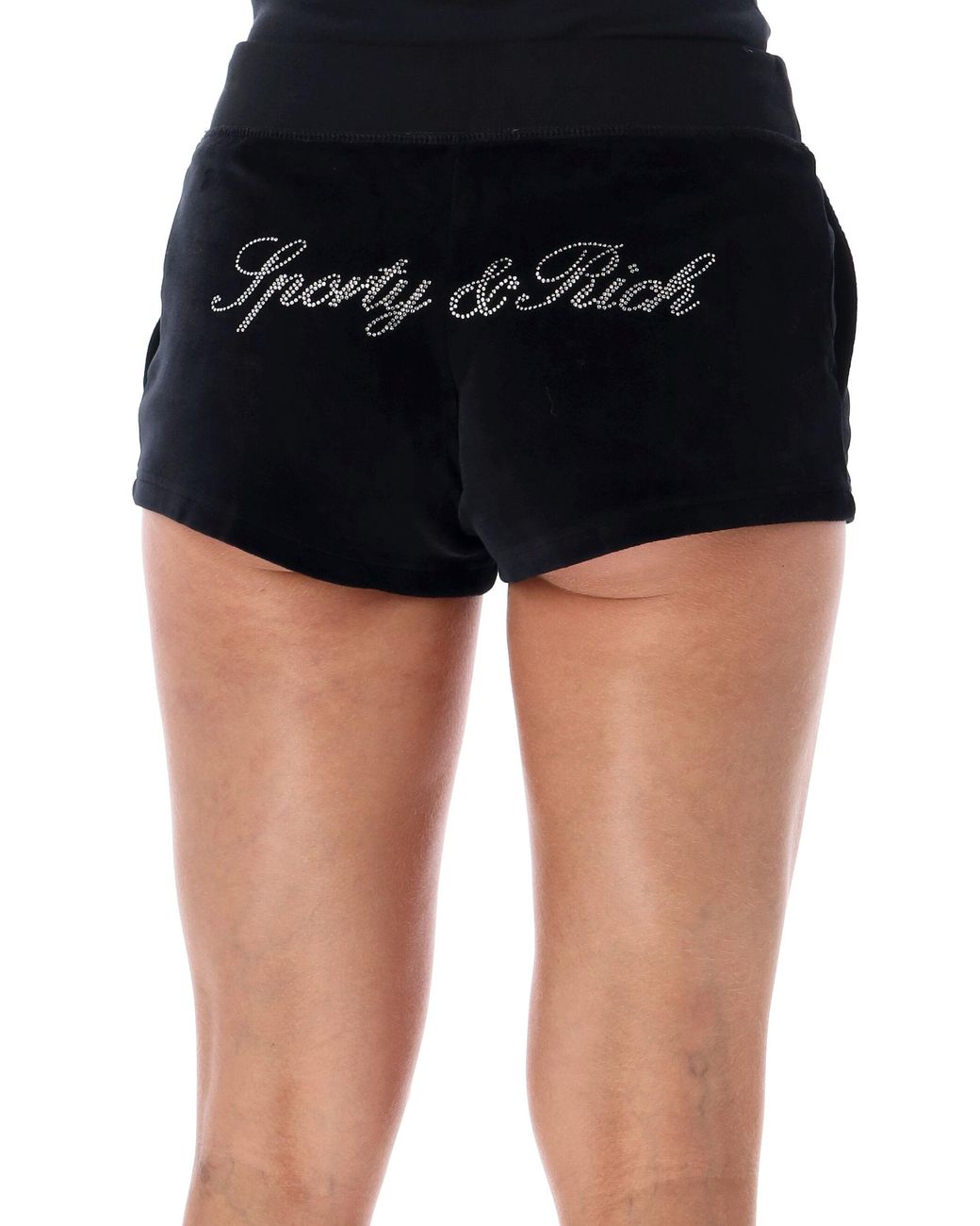 Sporty & Rich Black Cotton Drawstring Shorts