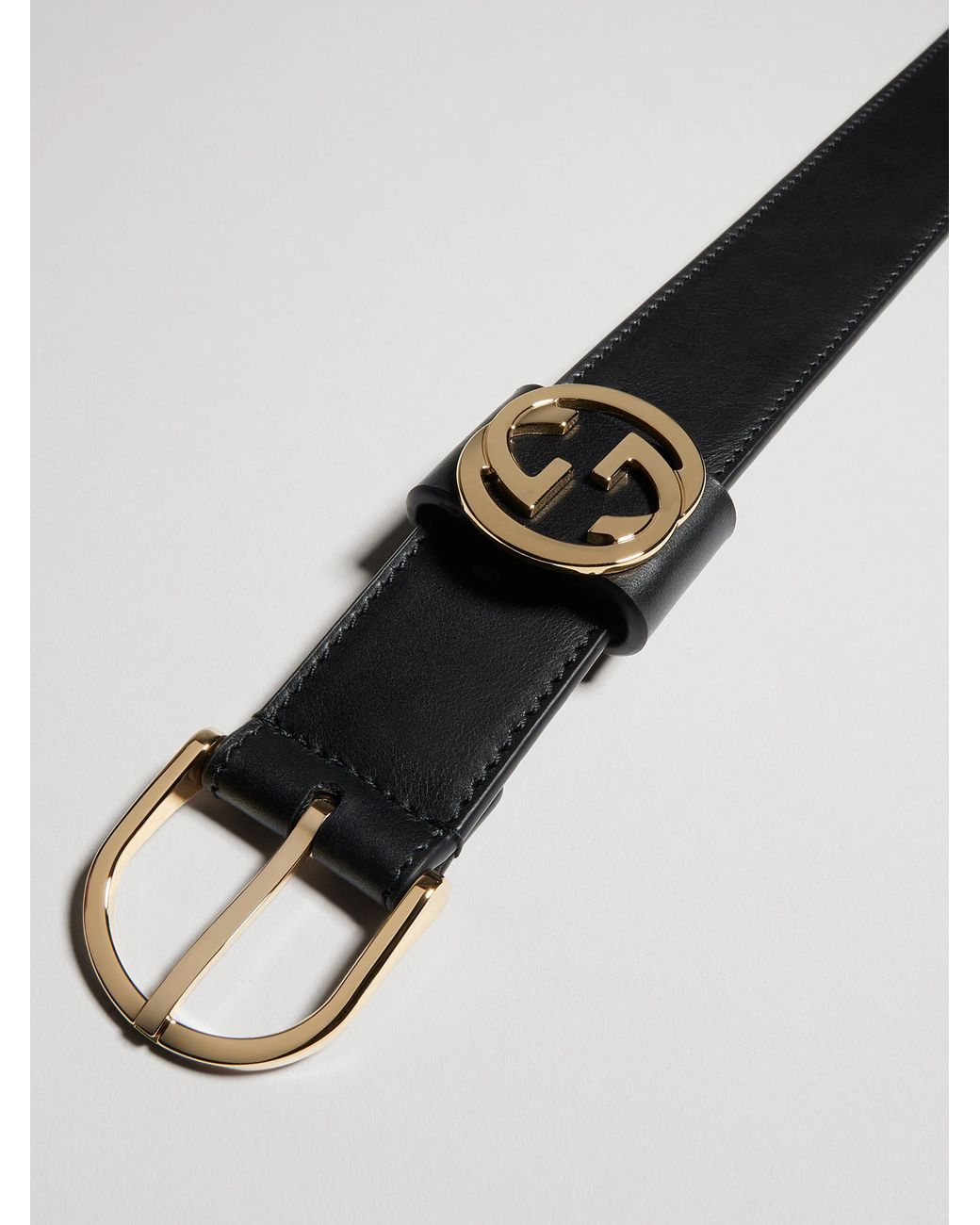 Gucci Black Belt With Round Buckle
