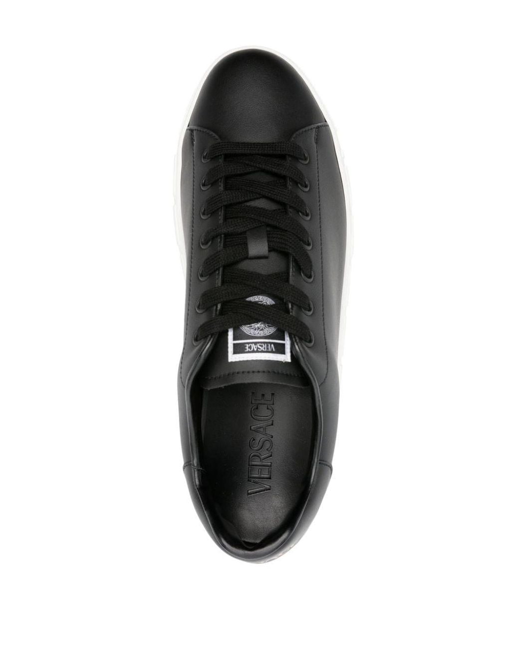 Versace Black Greca Leather Sneakers for men