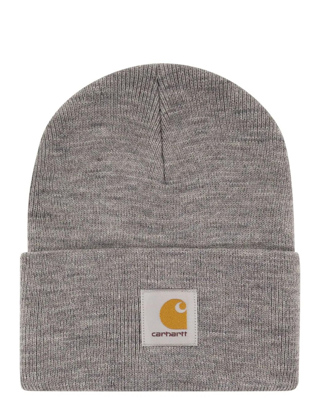 Carhartt Gray Hat With Turn-Up And Logo Label