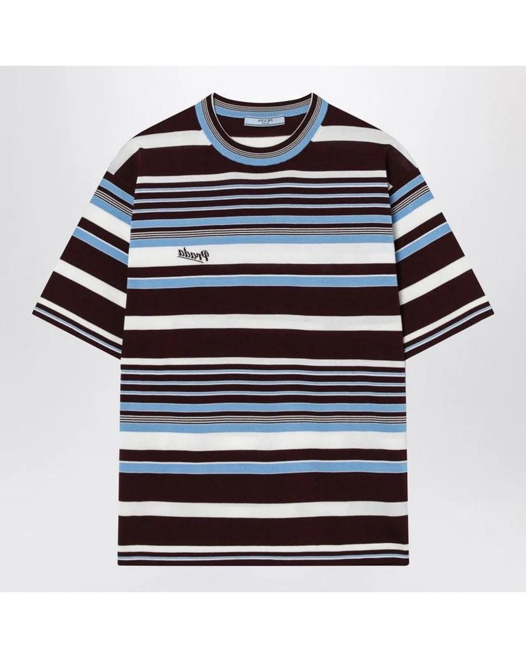 Prada Blue Amaranth And Light Striped Cotton Tshirt