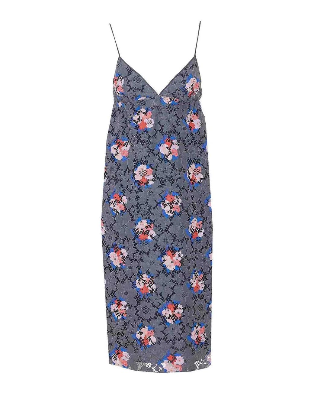 Fendi Blue Dress With Bouquet Pattern