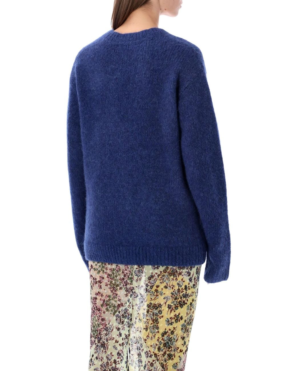 Dries Van Noten Blue Mohair Blend V-Neck Cardigan