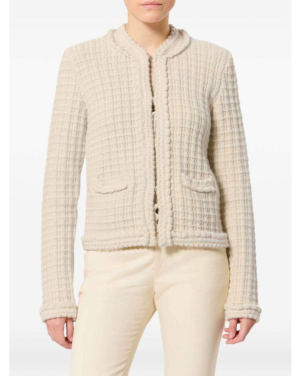 Isabel Marant Natural Hortense Waffle-Knit Wool-Blend Cardigan