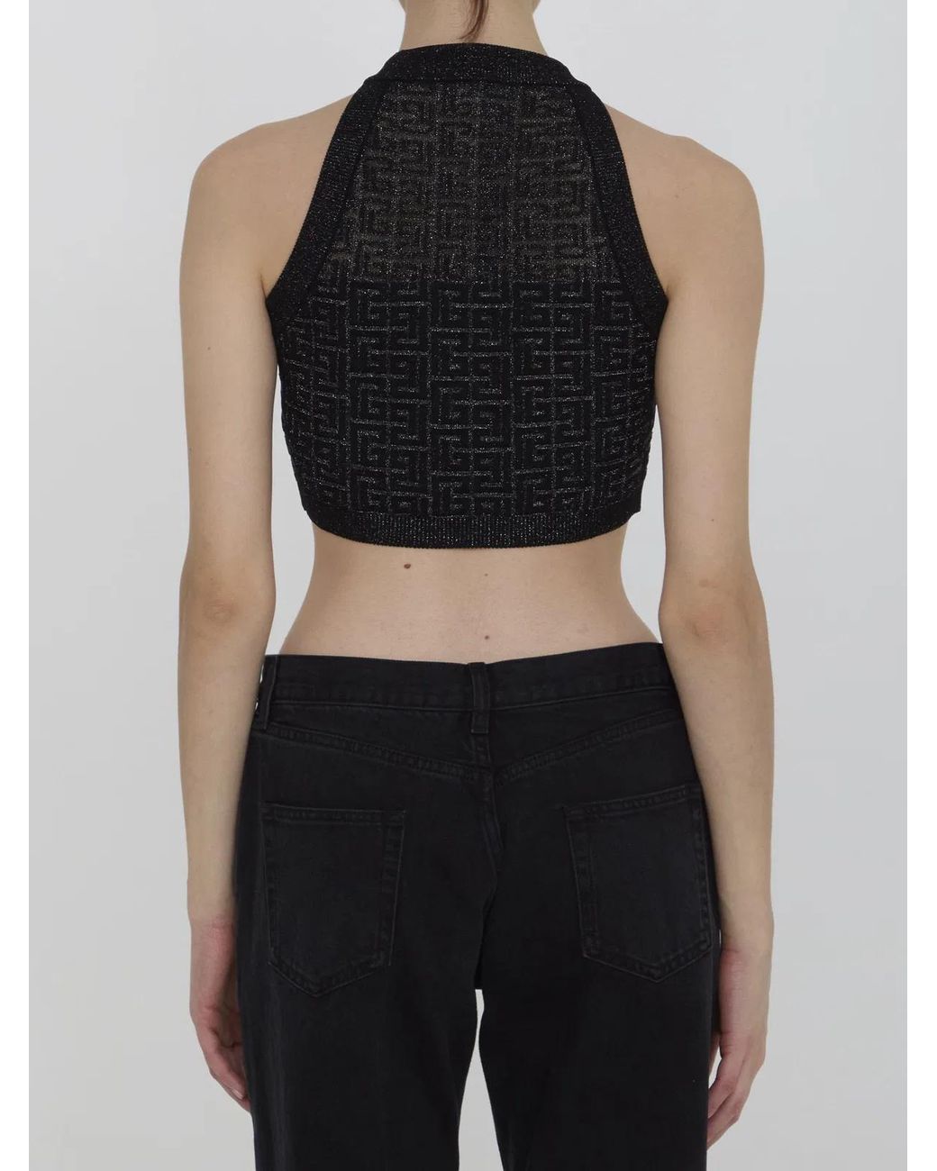 Balmain Black Pb Labyrinth Knit Top