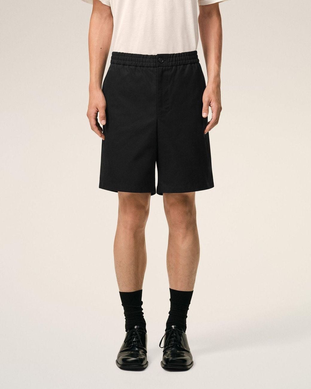 AMI Black Ami De Coeur Elasticated Shorts for men