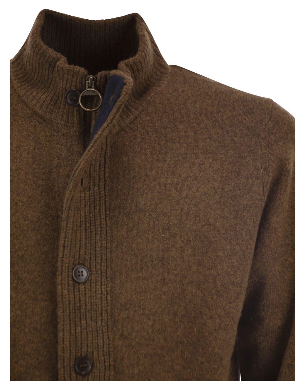 Barbour Brown Zip-Up Jumper Patch for men