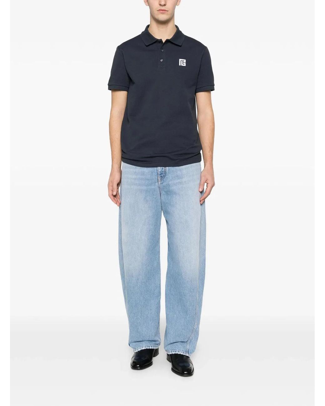 Balmain Blue Classic Ss Polo for men
