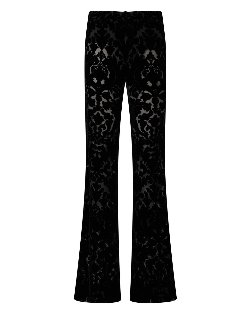 Gucci Black Velour Pants With Floral Print