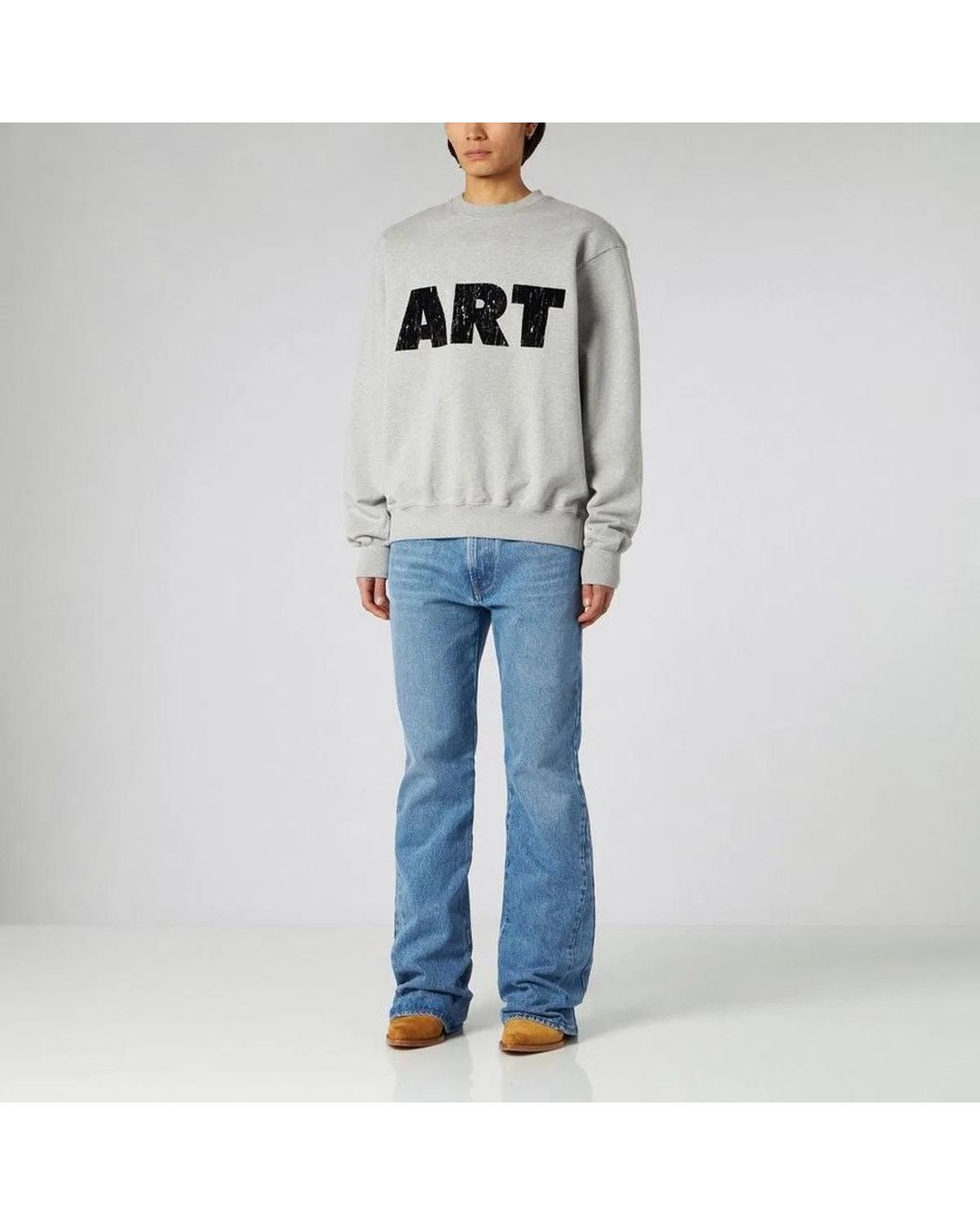 1989 STUDIO Gray Art Melange Crew-Neck Sweater for men