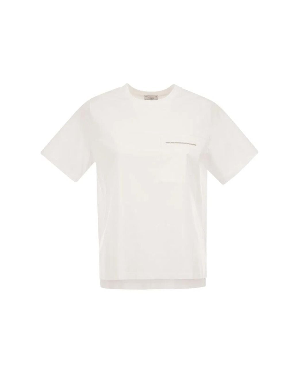 Peserico White Stretch Cotton T-Shirt With Pocket