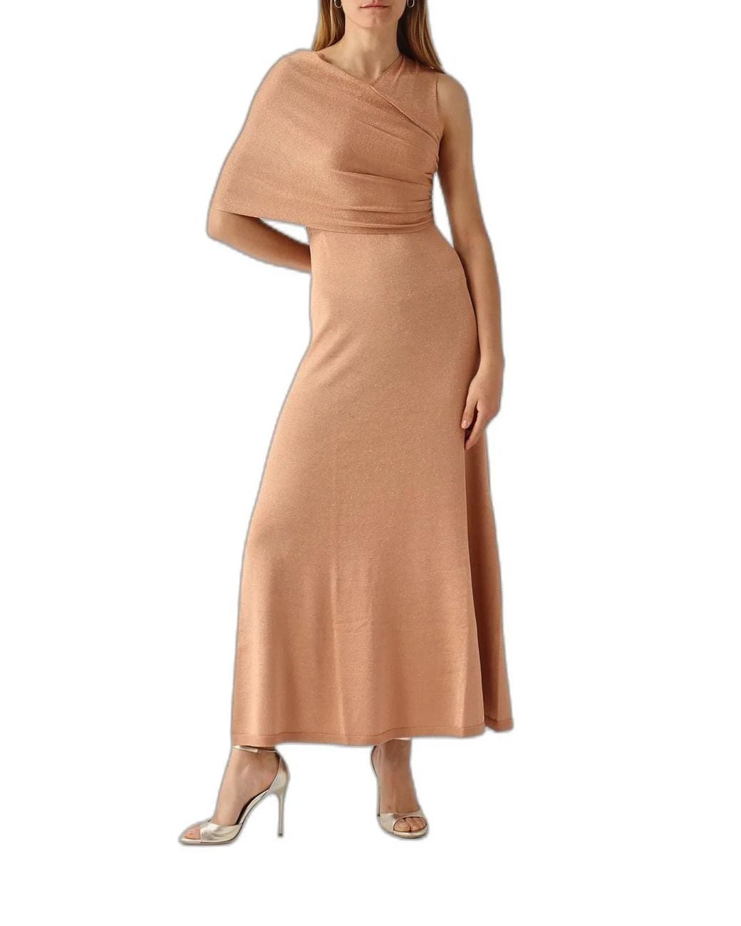 Twinset Natural Dark Rose Pearl Silk Dress