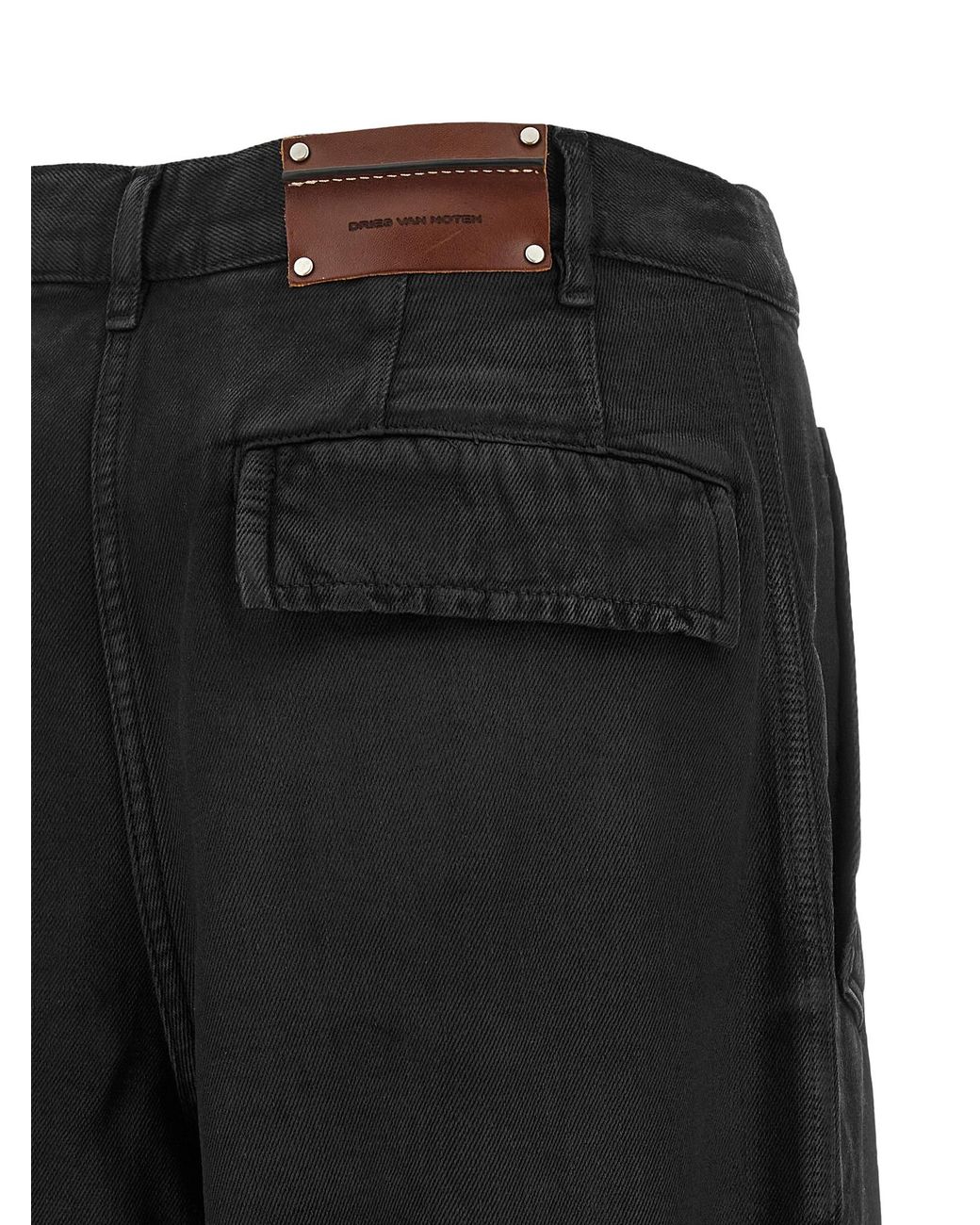Dries Van Noten Black Loose Cotton Trousers